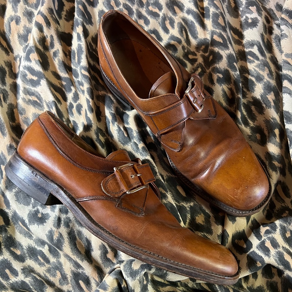 Brown Leather Buckle Loafers by Florsheim